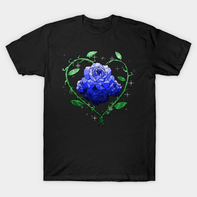 Blue Crystal Flower T-Shirt by Saira Crystaline
